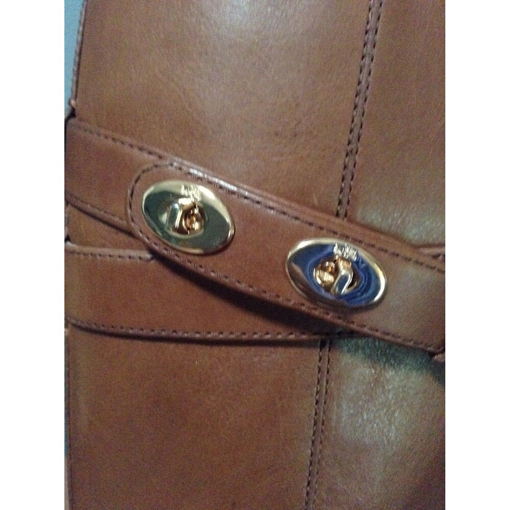 Coach Linette Leather Long Boots Shoes Riding Winter Cognac Brown 6 M $390 NIB - Picture 8 of 12